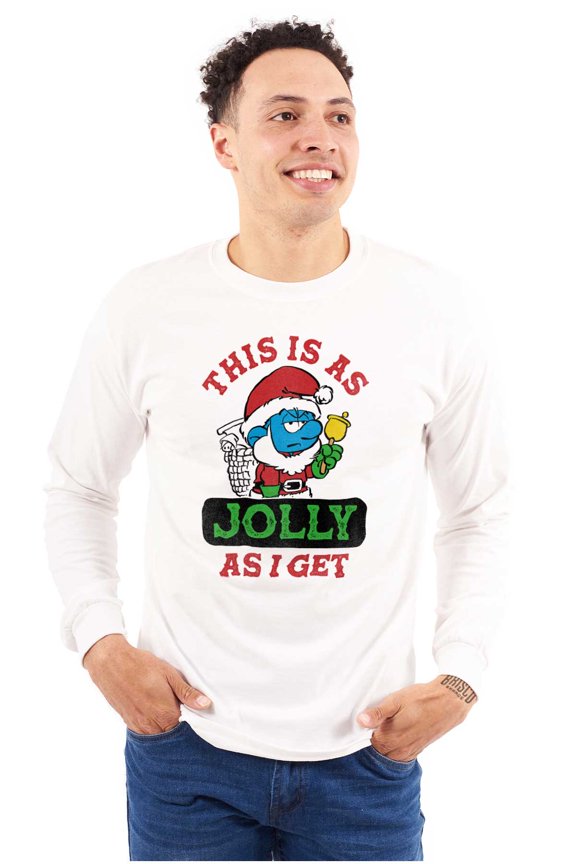Santa Grumpy Smurf Jolly Christmas Long Sleeve TShirt Men Women Brisco Brands S