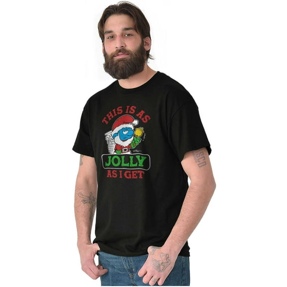 Santa Grumpy Smurf Jolly Christmas Men's Graphic T Shirt Tees Brisco Brands S