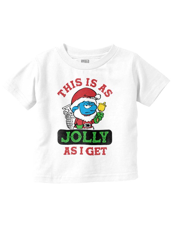Santa Grumpy Smurf Jolly Christmas Toddler Boy Girl T Shirt Infant Toddler Brisco Brands 12M