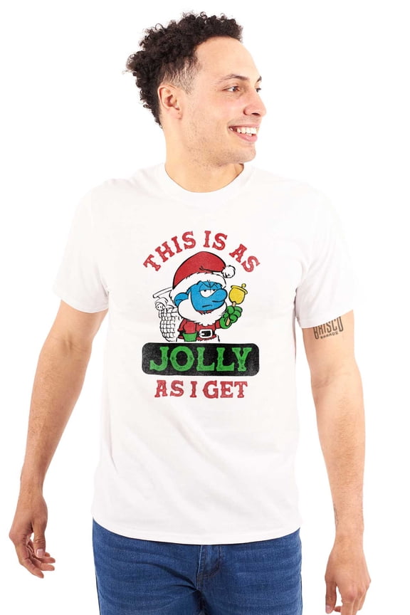 Santa Grumpy Smurf Jolly Christmas Unisex Plus Size Graphic Tee Brisco Brands 5X