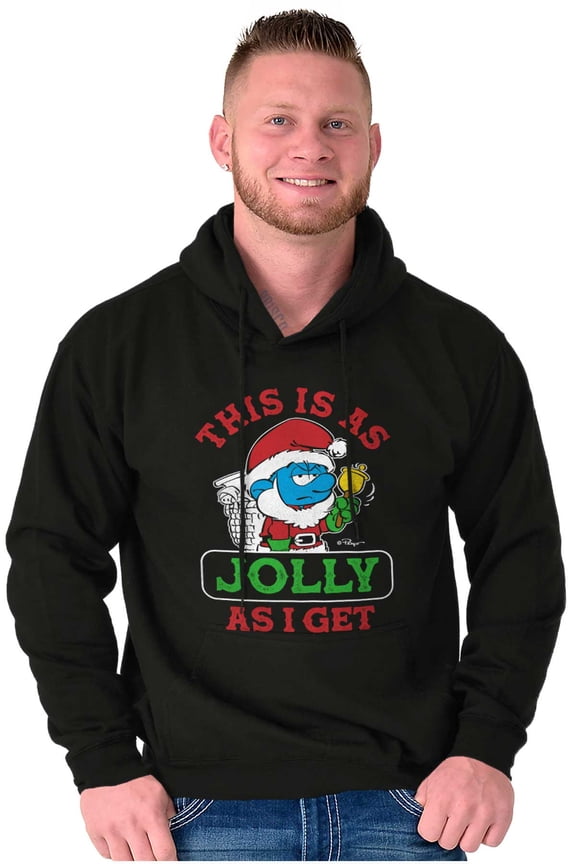 Santa Grumpy Smurf Jolly Christmas Unisex Plus Size Hoodie Brisco Brands 5X