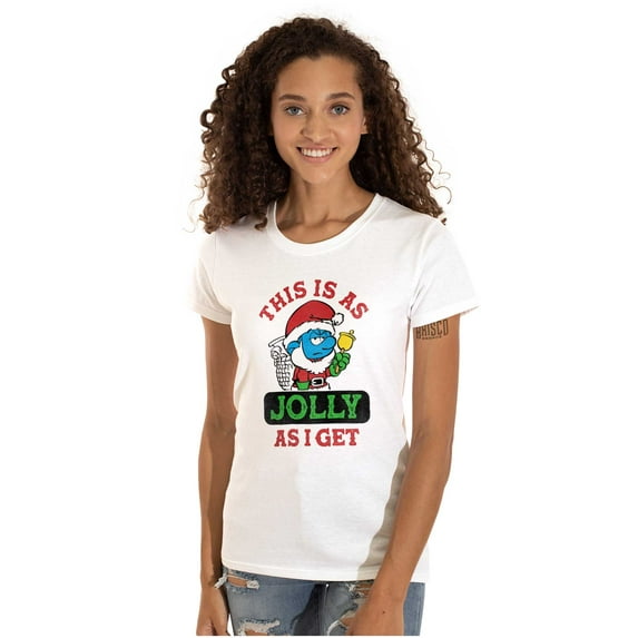 Santa Grumpy Smurf Jolly Christmas Women's T Shirt Ladies Tee Brisco Brands L