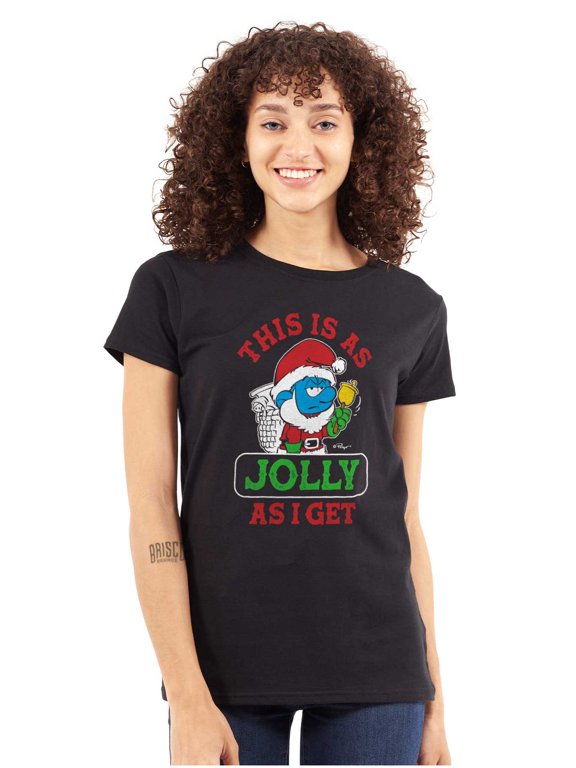 Santa Grumpy Smurf Jolly Christmas Women's T Shirt Ladies Tee Brisco Brands X