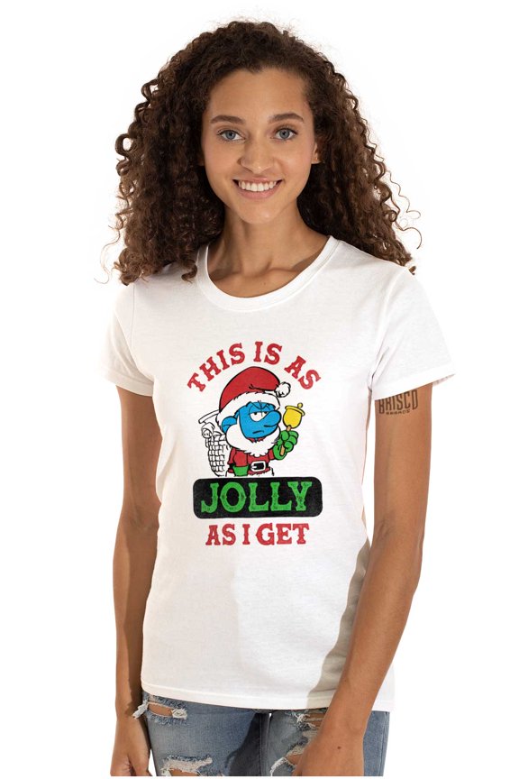 Santa Grumpy Smurf Jolly Christmas Women's T Shirt Ladies Tee Brisco Brands X