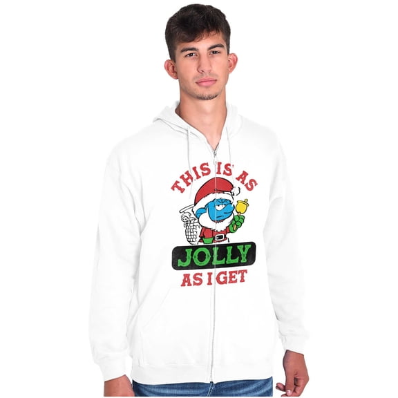 Santa Grumpy Smurf Jolly Christmas Zip Up Hoodie Men's Women's Brisco Brands M