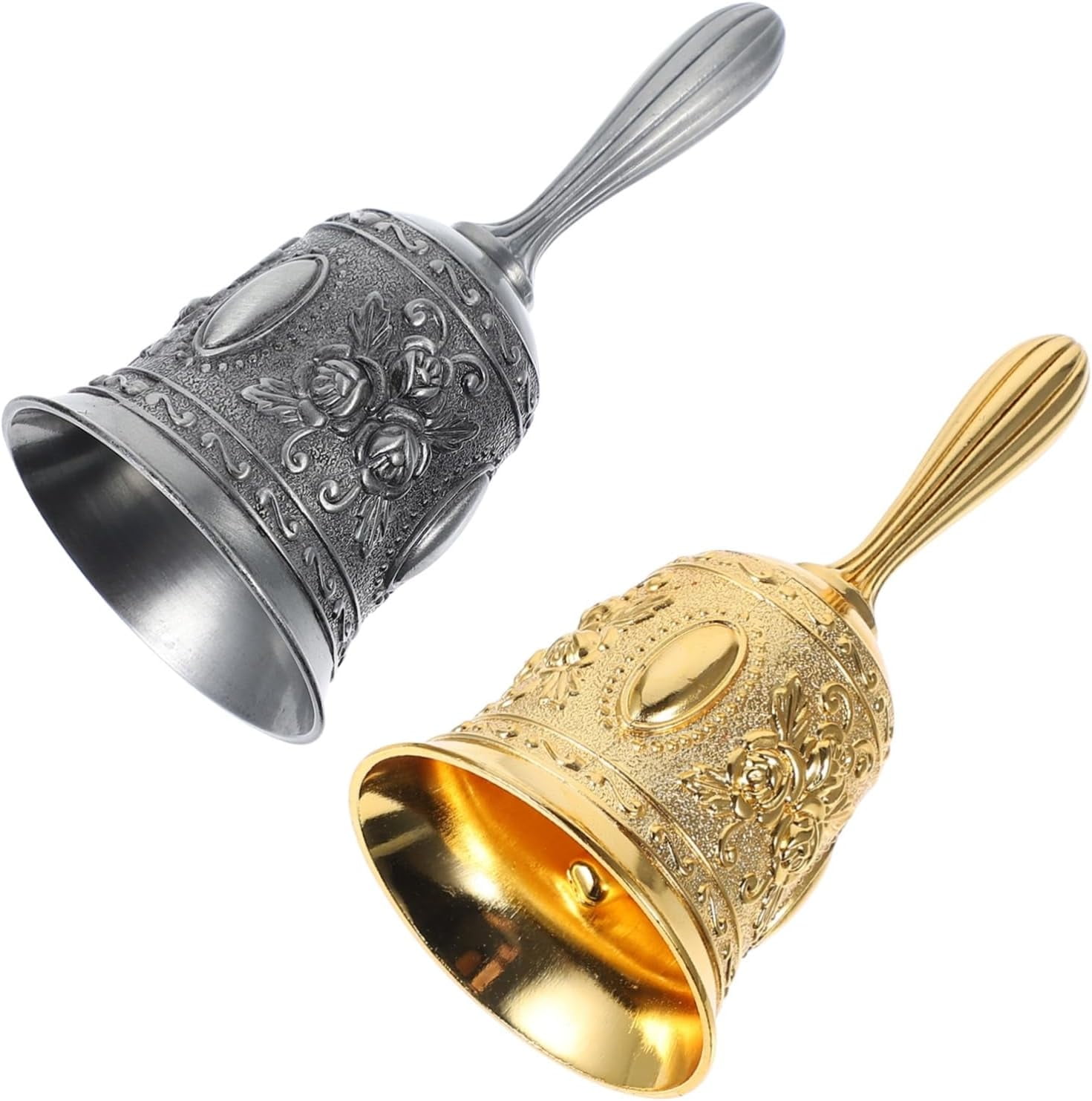 Gold Hand Bell, Steel Hand Bell Call Bell For Wedding, Adults, Dinner Bells For Food Line Classroom Bell For Inside Alarm Jingles Ringing