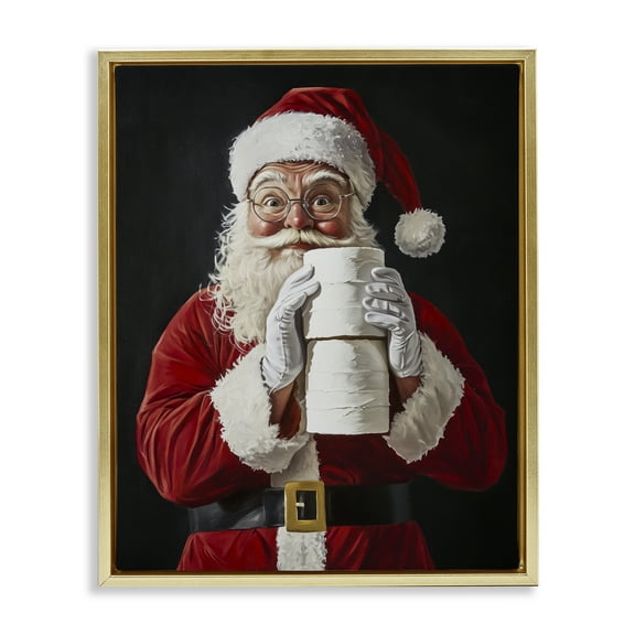 Stupell Industries Santa Has Your TP Gold Framed Floater Canvas Wall Art, design by Arlington Prints