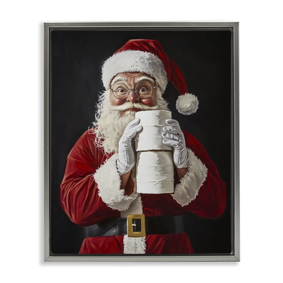 Stupell Industries Santa Has Your TP Gray Framed Floater Canvas Wall Art, design by Arlington Prints