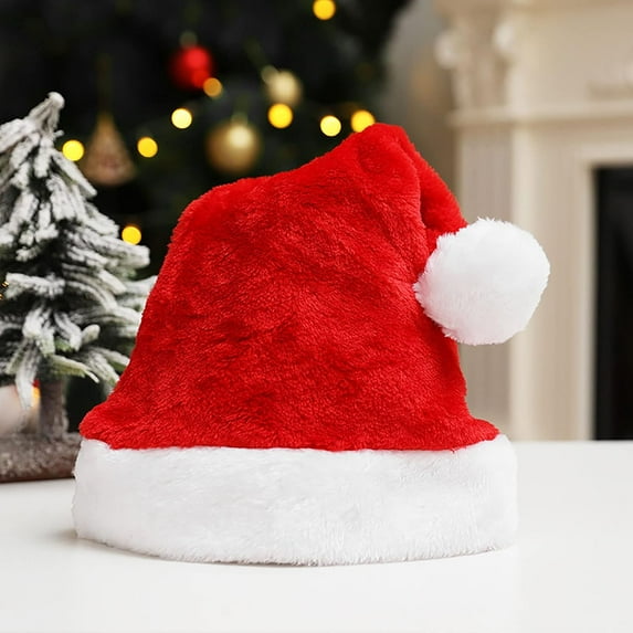 Santa Hat Adult Christmas Hats Plush Christmas Hat for Women Men Soft Santa Hats Xmas Hat Christmas Decorations