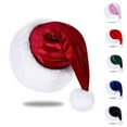 thumbnail image 1 of Santa Hat for Adults, Unisex Velvet Comfort Light Pink Christmas Hat Hats Extra Thicken Classic Plush for Christmas New Year Festive Holiday Party Supplies Green One Size, 1 of 4