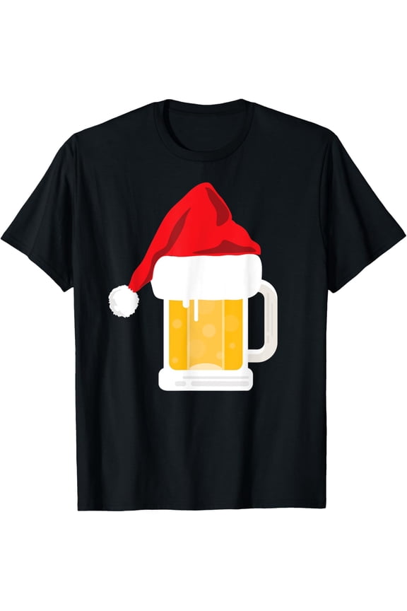 Santa Hat Beer Christmas Gift for Beer Lover Beer T-Shirt