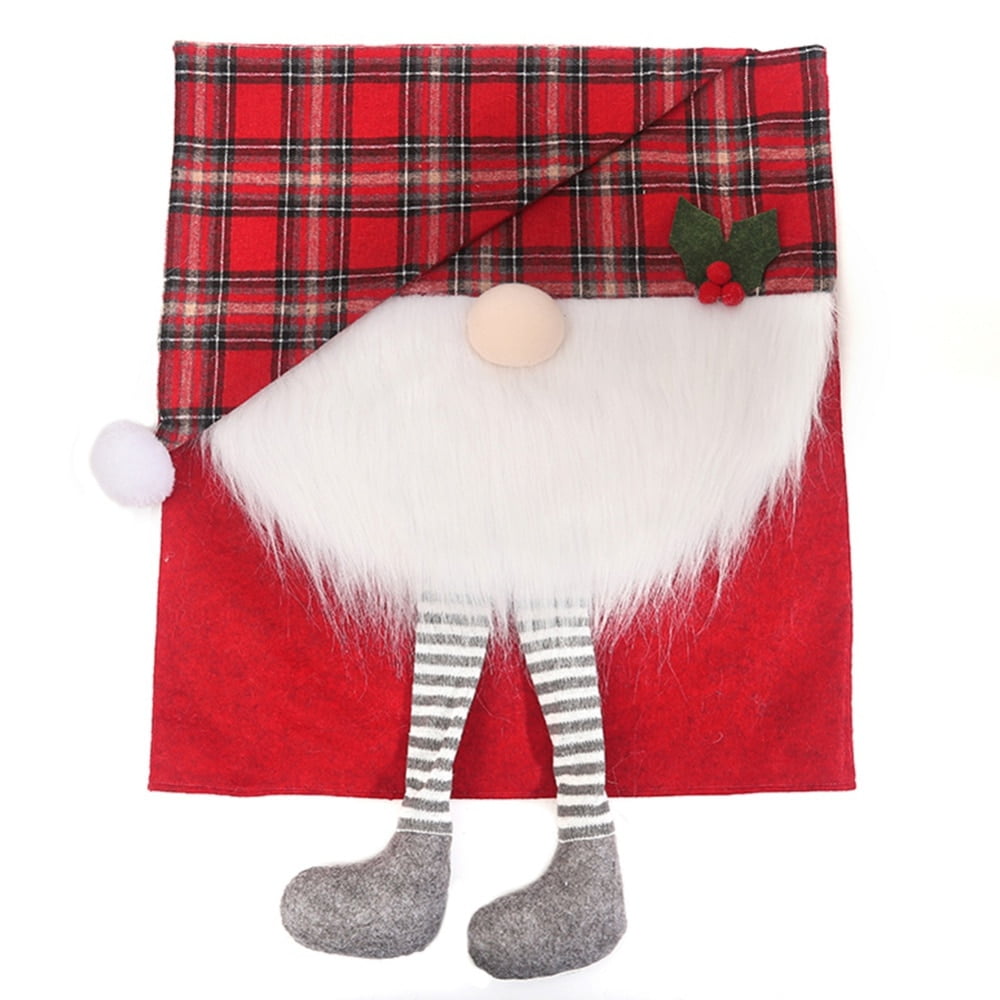 Santa Hat Chair Covers Hanging Feet Faceless Old Man Christmas