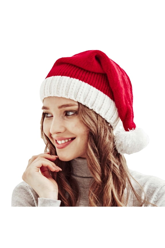 Santa Hat,Christmas Hat,Unisex Red Knitted Christmas Hats Extra Thicken ,Santa Hat Adult for Women Mens Holiday Party