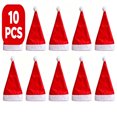 thumbnail image 1 of Santa Hat - Christmas Hats Adults - Unisex Adult Santa Hats Suitable | Soft Brim - Fits Most Head Sizes - Vibrant Red with White Trim - Christmas New Year Holiday Party Supplies, 10pcs, 1 of 7