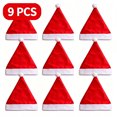 thumbnail image 1 of Santa Hat - Christmas Hats Adults - Unisex Adult Santa Hats Suitable | Soft Brim - Fits Most Head Sizes - Vibrant Red with White Trim - Christmas New Year Holiday Party Supplies, 9pcs, 1 of 7