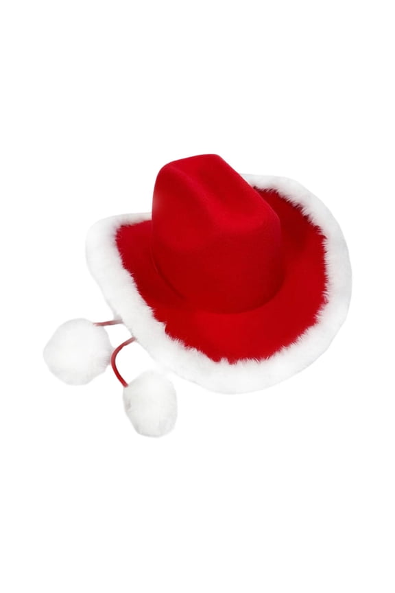Santa Hat Cowgirl Hat Cowboy Hat Lightweight Comfortable Material for Holiday Party and Stage Performance