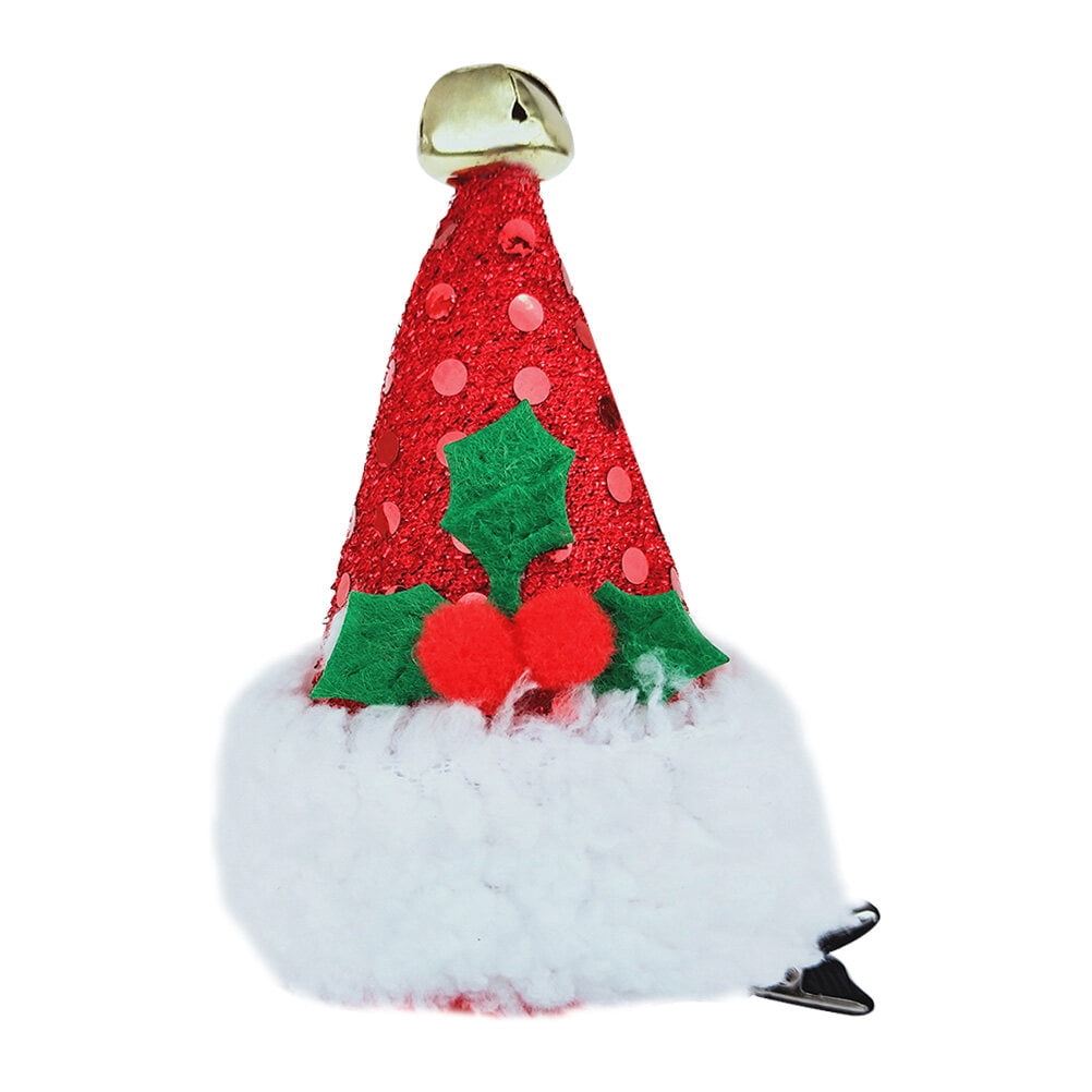 Santa Hat Hair Clips Sequin Barrettes Hairpins with Alligator Clip