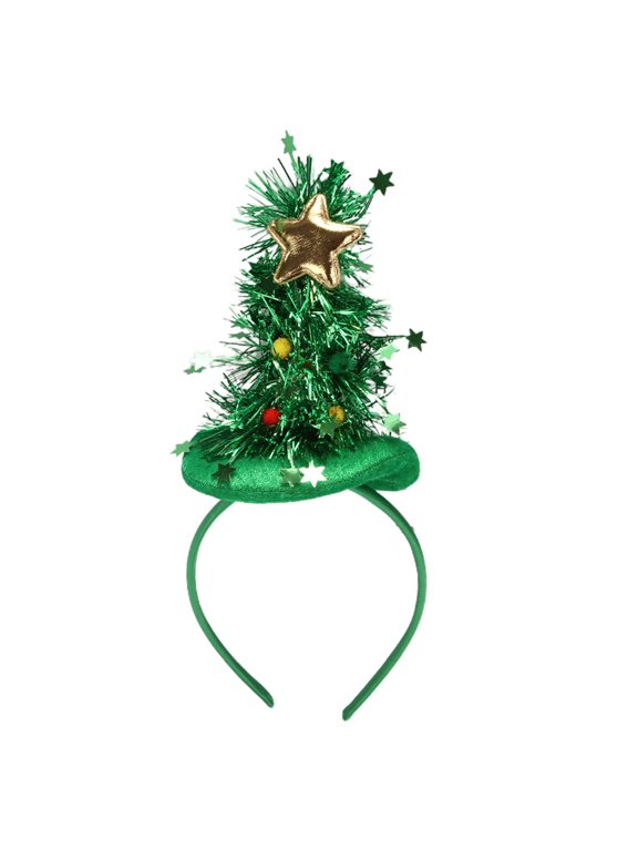 Santa Hat Hair Hoop Glowing Hat Headdress Tree Hairband Holiday Party Headbands Christmas for Creative Photo
