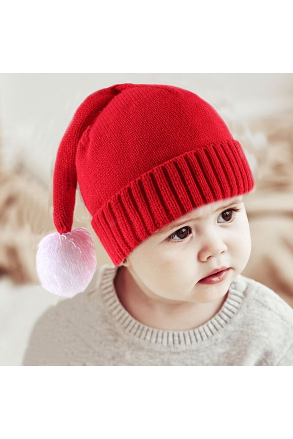 Santa Hat Knitted Christmas Hats Elk Horn Winter Crochet Xmas Hat for Kids Adults