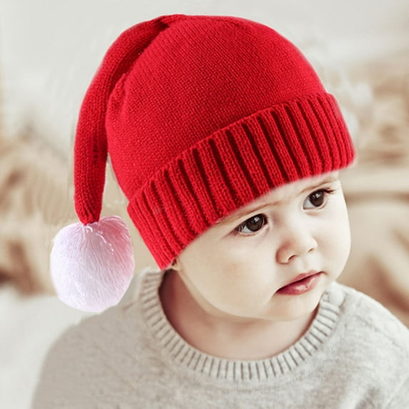 Santa Hat Knitted Christmas Hats Elk Horn Winter Crochet Xmas Hat for Kids Adults