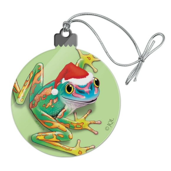 Santa Hat Rainforest Christmas Tree Frog Acrylic Christmas Tree Holiday Ornament