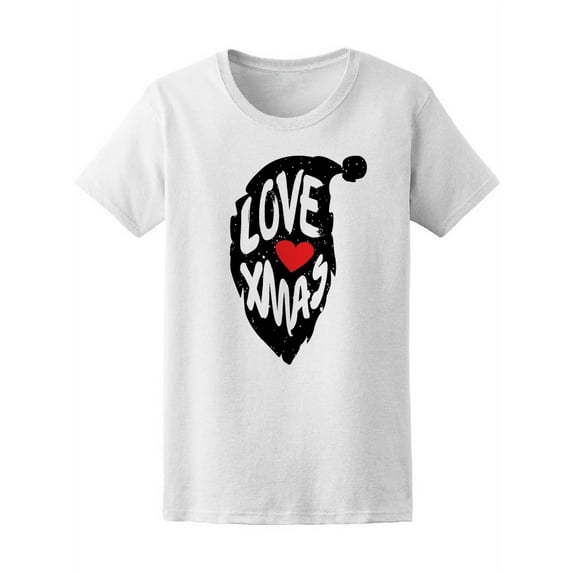 Santa Hat Silhouette Love Xmas T-Shirt Women -Image by Shutterstock, Female Large