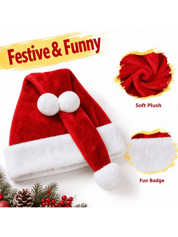 Santa Hat Singing Dancing Christmas Cap, Semi-Gloss Fabric 11.81*7.87 In, Interactive Animated Function for Xmas Celebration, for Adults and Teens