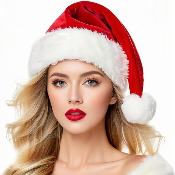 Santa Hats for Adults, Unisex Velvet Touch Comfort Christmas Hats for New Year Festive Party Christmas Supplies