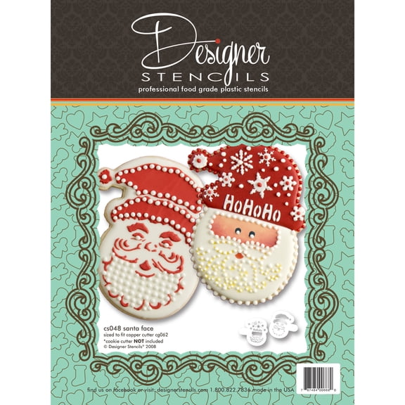 Santa Head Cookie Stencil Set (no cutter) by Designer Stencils