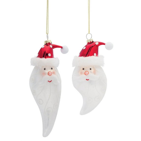 Santa Head Ornament (Set of 6) 6.25"H, 7"H Glass