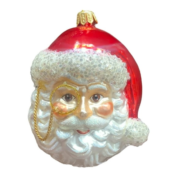 Santa Head with Monocle Polish Glass Christmas Tree Ornament