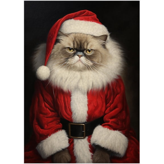 Santa Himalayan Cat Puzzles 500 Pieces for Adults - Pet Santa Costume Portrait Christmas Gift for Himalayan Cat Owner - Funny Challenging Jigsaw Puzzle Perfect for Game Nights
