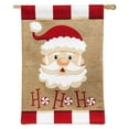 thumbnail image 1 of Evergreen Burlap Peppermint Santa House Flag, 28 x 44 inches, 1 of 1