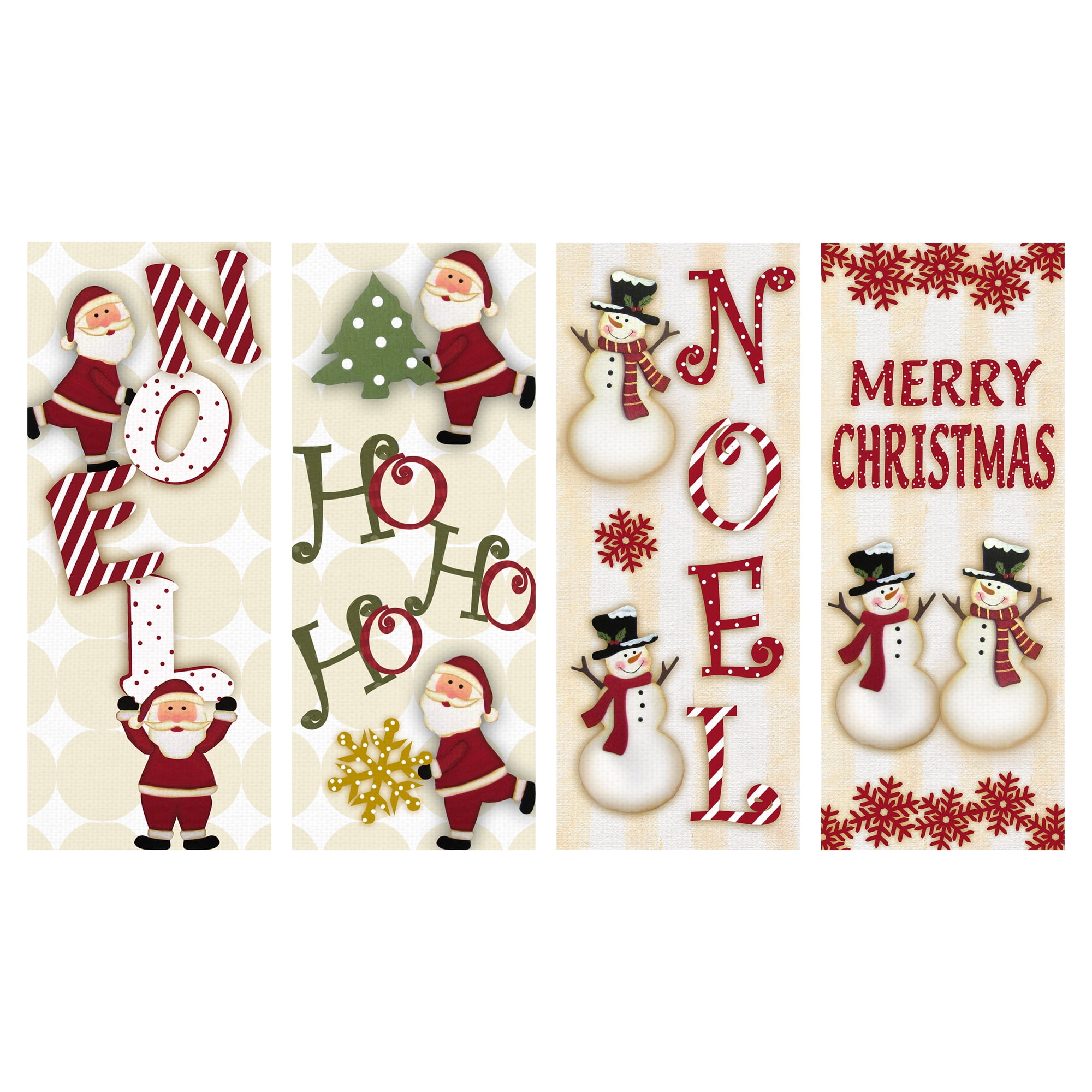 Santa Ho Ho Ho, Santa Noel, Snowmen Christmas, Snowmen Noel by Kelly Donovan Christmas Canvas Art Print Set of 4
