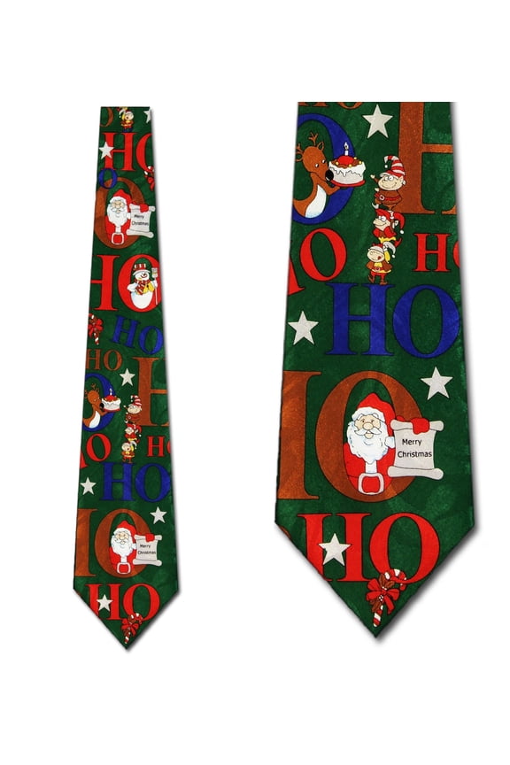 Santa, Ho Ho Ho, and Elves Necktie Mens Tie