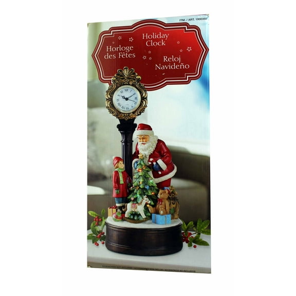 Santa Holiday Clock W/LED Christmas Tree Decoration 1 Count