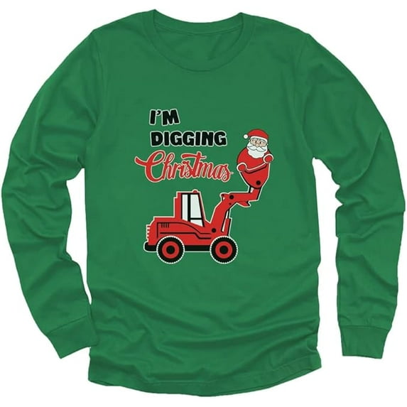 Santa I'm Digging Christmas Gift For Boys Toddler Kids Long sleeve T-Shirt