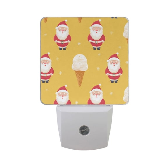 Santa Ice Cream Cone Snowflake Christmas Cartoon LED Night Light Sensor Lamp Plug-in Adjustable Brightness 2 Pack