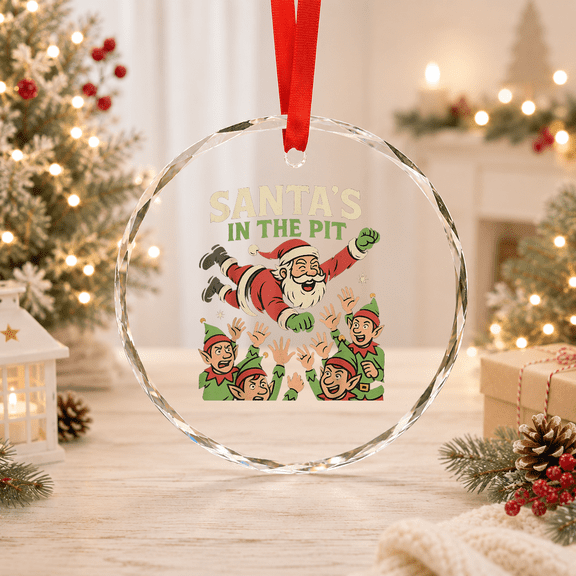 Santa In The Mosh Pit Emo Christmas Music Lover Sad Gothic Music Lover Glass Ornament