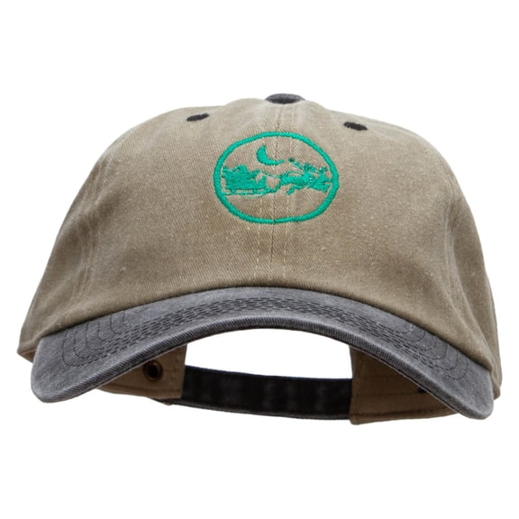 Santa In The Sky Embroidered Pigment Dyed Wash Cap - Khaki Black OSFM
