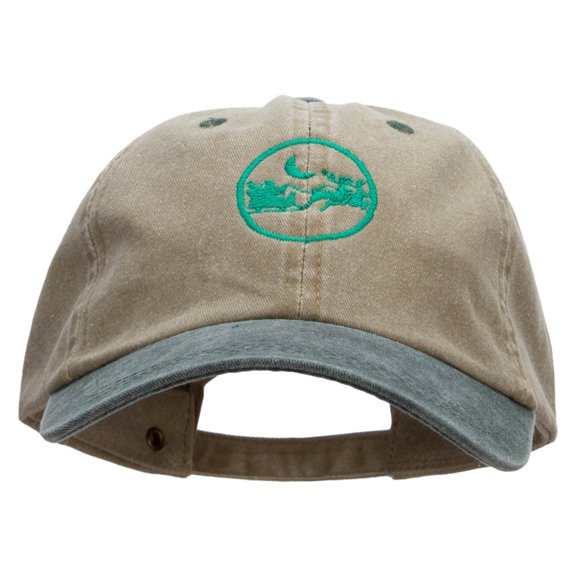Santa In The Sky Embroidered Pigment Dyed Wash Cap - Khaki Green OSFM