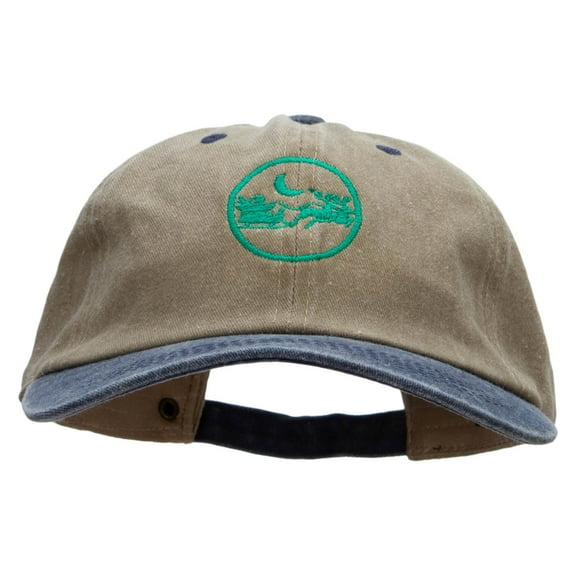 Santa In The Sky Embroidered Pigment Dyed Wash Cap - Khaki Navy OSFM