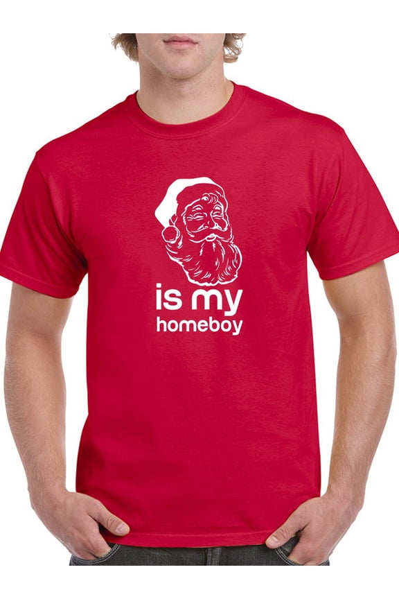 Santa Is My Homeboy Funny Quote And Graphic Men Red T-Shirt, Male Small