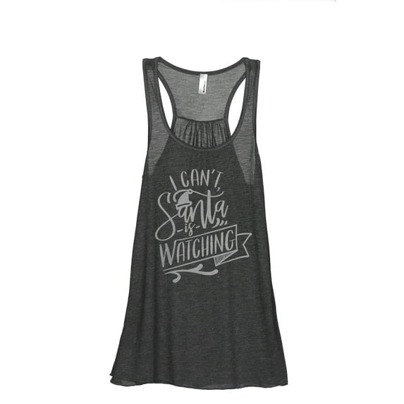 Santa Is Watching Women's Fashion Sleeveless Flowy Racerback Workout Yoga Tank Top Charcoal Grey Large