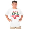 thumbnail image 1 of Santa It Was My Brother's Fault Crewneck T Shirts Boy Girl Teen Brisco Brands X, 1 of 6