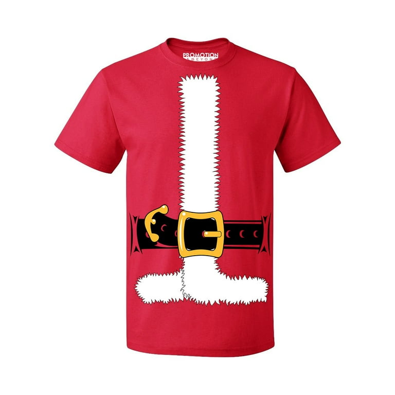 Santa Jacket Christmas Costume Jumbo Print Men's T-shirt, L, Red
