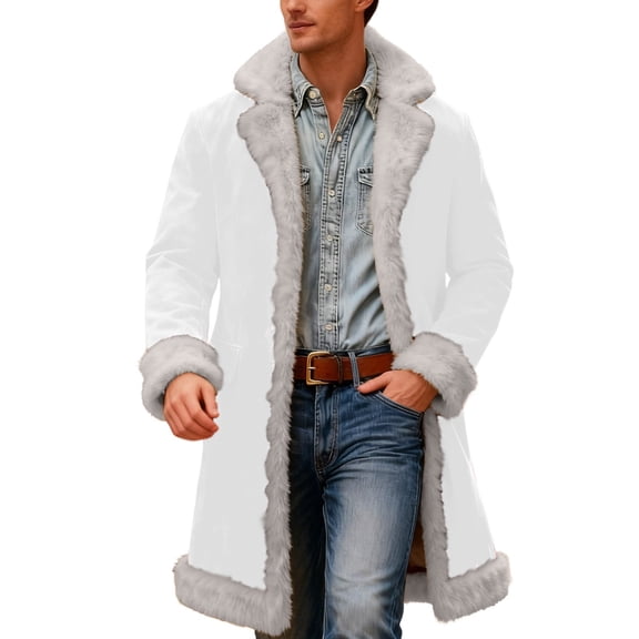 Santa Jacket Men Christmas Unisex Long Cardigan Fuzzy Flannel Jackets Winter Warm Coat Xmas Holiday Light Gray XXL