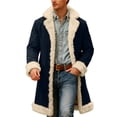 thumbnail image 1 of Santa Jacket Men Christmas Unisex Long Cardigan Fuzzy Flannel Jackets Winter Warm Coat Xmas Holiday Navy XXL, 1 of 6