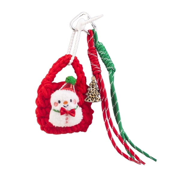 Santa Keyring Handmade Holiday Ornament For Bag Gift Decoration Knitted Keychain Accessory for Festival Season