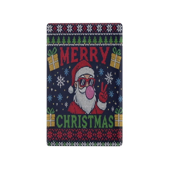 Santa Knit Christmas Design Decorative Wall Plate, Flame Retardant PC Plastic Light Switch & Outlet Cover with Mounting Screws Fits Blank Unused Outlet